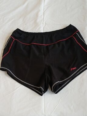 Asics Black Women’s Athletic Shorts with Pink Accent